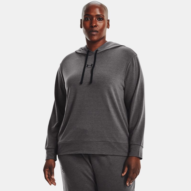 Sudadera con capucha Under Armour Rival Terry para mujer Jet Gris / Mod Gris / Negro 3X